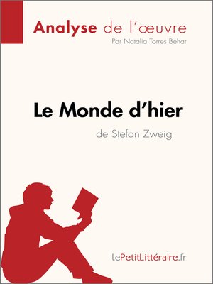 cover image of Le Monde d'hier de Stefan Zweig (Analyse de l'oeuvre)